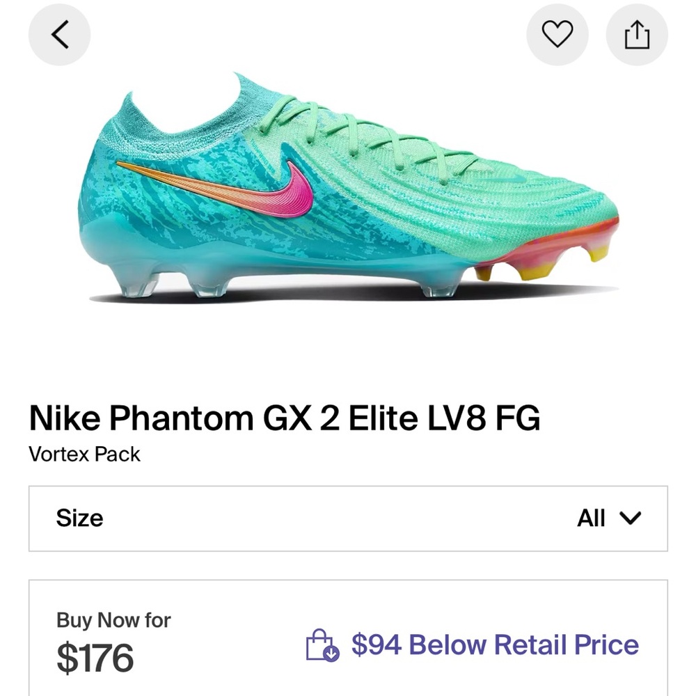 Nike Phantom GX Elite LVB FG soccer cleats. Men’s size 12.5. Never worn! - Picture 5 of 5